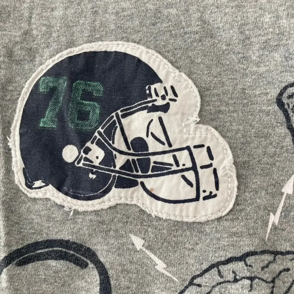 Gymboree Double Sleeve Tee - Football, Pizza - Gray Blue - 4